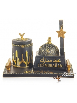 Бахурница на подносе "Eid Mubarak" , черная