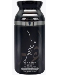 Парфюмированный спрей для тела (дезодорант) MAAHIR BLACK / Махир Чёрный, Lattafa