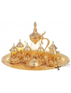 Чайный сервиз армуды "Королевский 3" на 6 персон с чайником , золотой , Турция