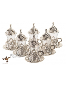 Армуды чайный сервиз в восточном стиле на 6 персон , серебро