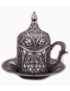Кофейная пара Демитас под кофе по-турецки, темное серебро