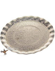 Поднос круглый в восточном стиле на 6 чашек, серебро, Турция