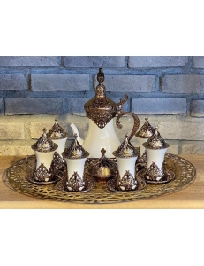Чайный сервиз армуды "Королевский 3 " на 6 персон с чайником , белый, Турция