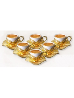 Кофейный набор на 6 персон "Джамиля" , золото, Турция
