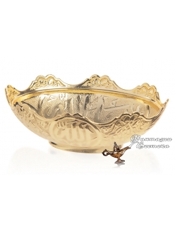 Чаша конфетница овальная в восточном стиле, золото, Турция