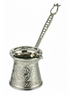 Турка ( джезва ) для кофе двуслойная , серебро , 250 мл., Турция