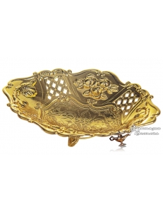 Конфетница лукумница овальная, золотая , Турция