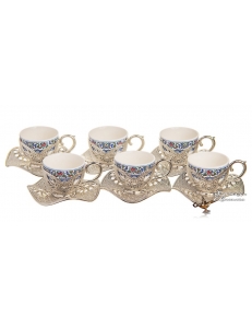 Кофейный набор на 6 персон "Великолепие" , серебро , Турция