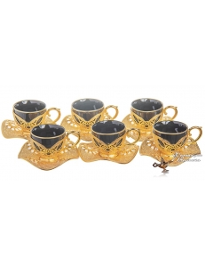 Кофейный набор на 6 персон "Джамиля" , черно-золотой, Турция