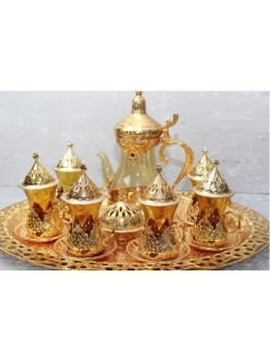 Чайный сервиз армуды "Королевский 3" на 6 персон с чайником , золотой , Турция