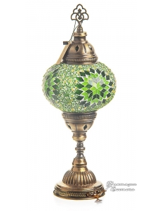 Мозаичный светильник в восточном стиле ручной работы "Малаки", зеленый, 39 см . Турция