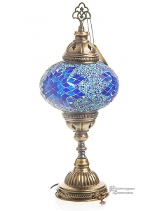 Мозаичный светильник в восточном стиле ручной работы "Амира", синий , 39 см . Турция