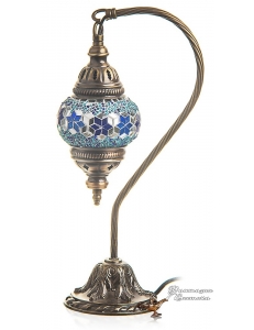 Мозаичный светильник в восточном стиле ручной работы " Качели 3" 38 см , синий , Турция